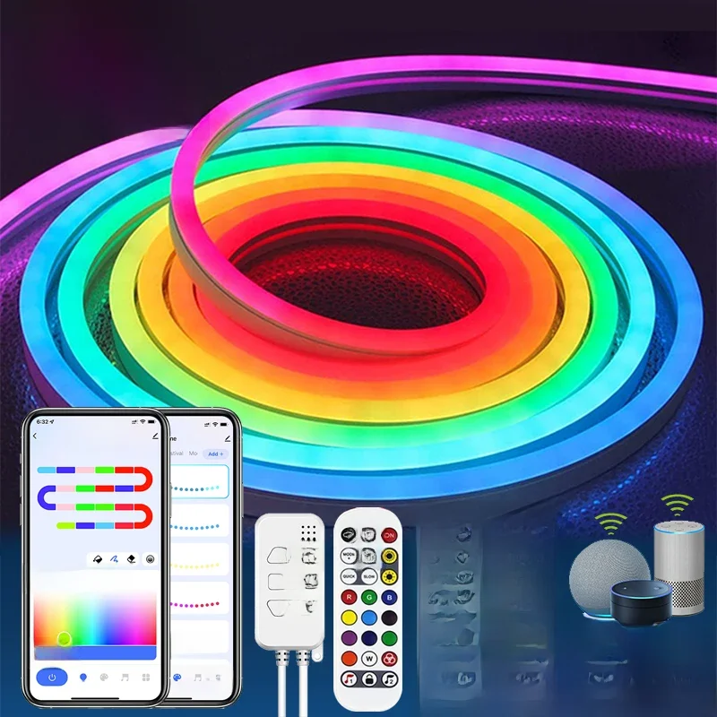 TUYA Neon LED Strip Verlichting 12-24 V 84 LEDs/M Siliconen Neon Lichtslang met Muziek Sync RGBIC Dreamcolor Chasing Strip Tape voor Kamer - afbeelding 2