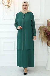 Indyk sukienka muzułmańska kamień haftowany strój wieczorowy kobiety hidżab odzież Abaya Maxi Plus Size sukienki Kaftan dla kobiet Dubai