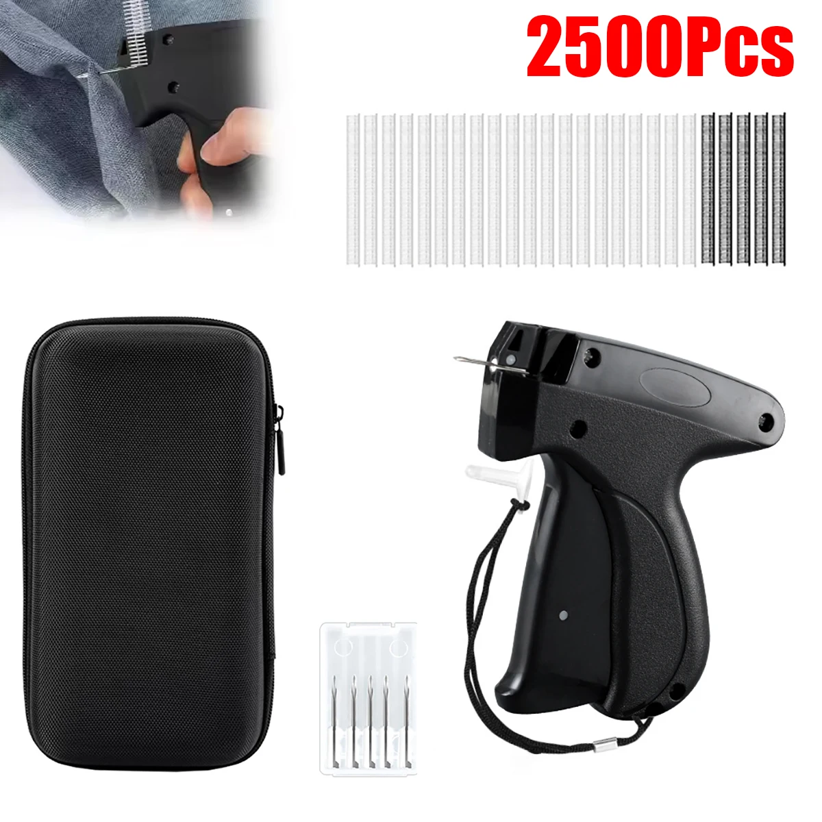 Luxury Version of the Fast Clothing Tag Gun with Hard Case, Clothing Label Machine with 2500 Barbs, 6 Needles, S Clothing and Apparel Price Tag Gun - 2500Pcs/1100Pcs Barbs (2 Set Options)