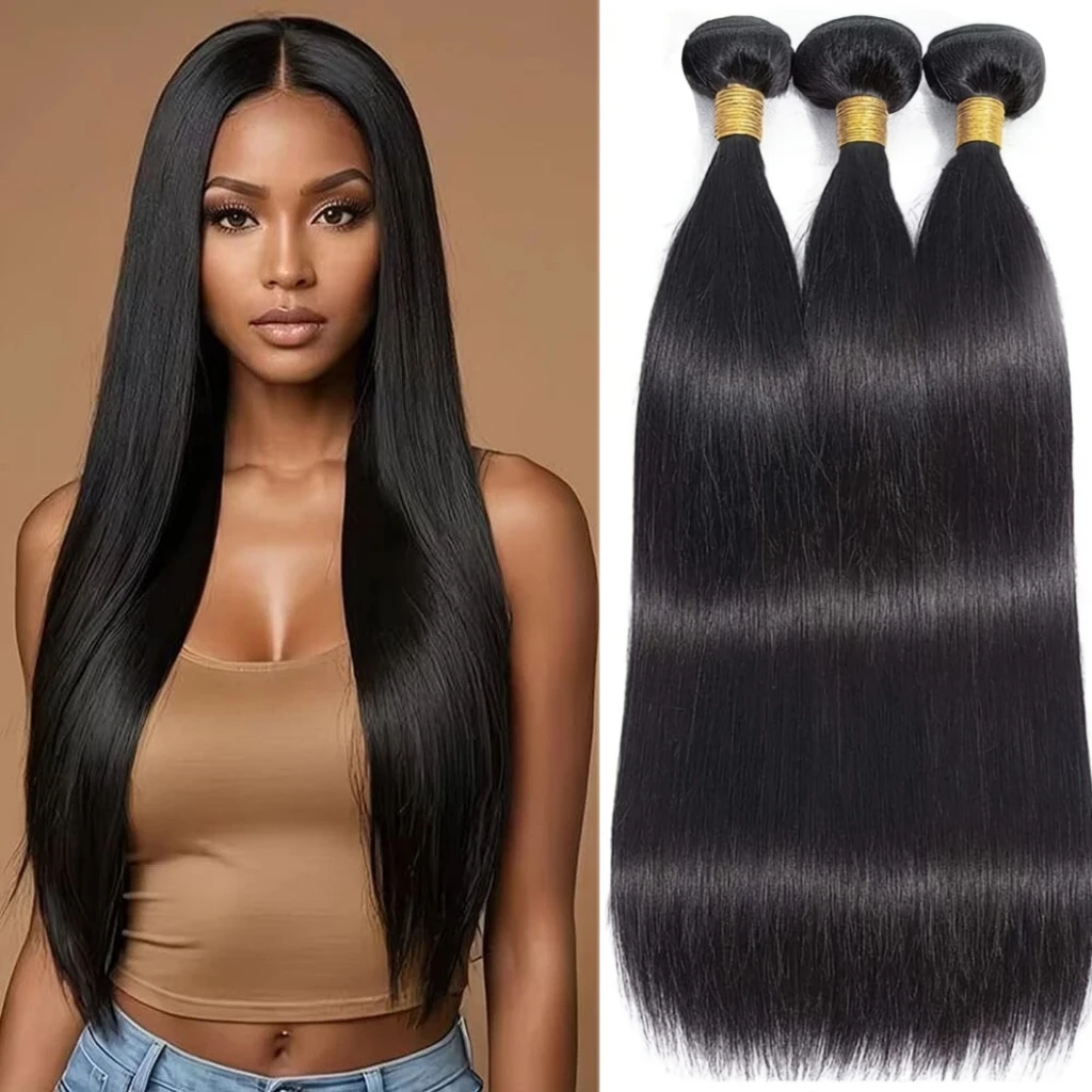 ストレート人毛 1 3 バンドル 100% バージン レミー ヘア ストレート人毛バンドル ナチュラル ブラック バンドル 人毛エクステンション