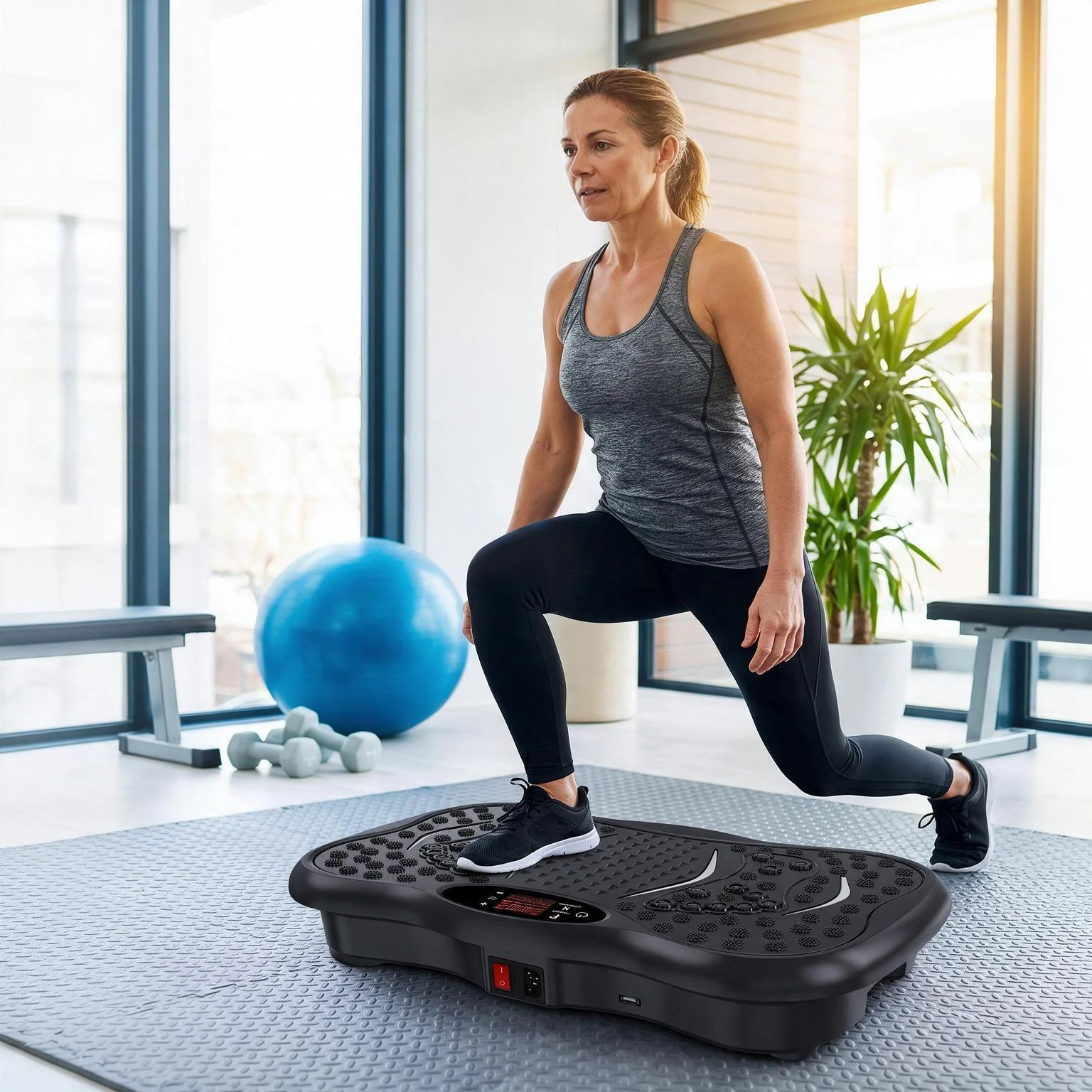 Vibration Plate Machine Portable Home Workout Slimming Training Equipment 99 Speed Levels & 5 Auto Modes with Resistance Bands for Weight Loss & Shaping