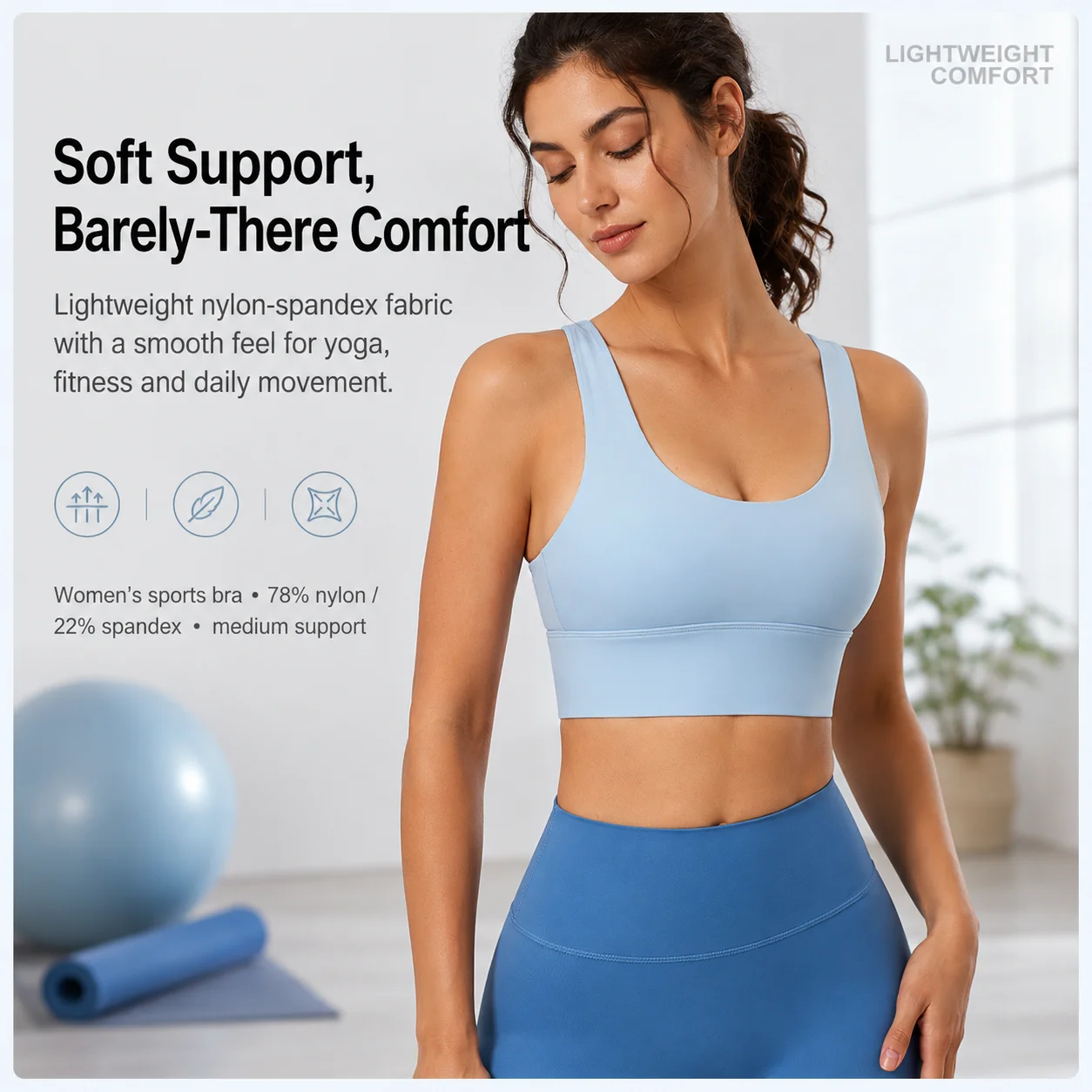 Women Crisscross Back Sports Bra Wirefree Medium Support Lightly Padded Longline Yoga Gym Running Workout Bra Top