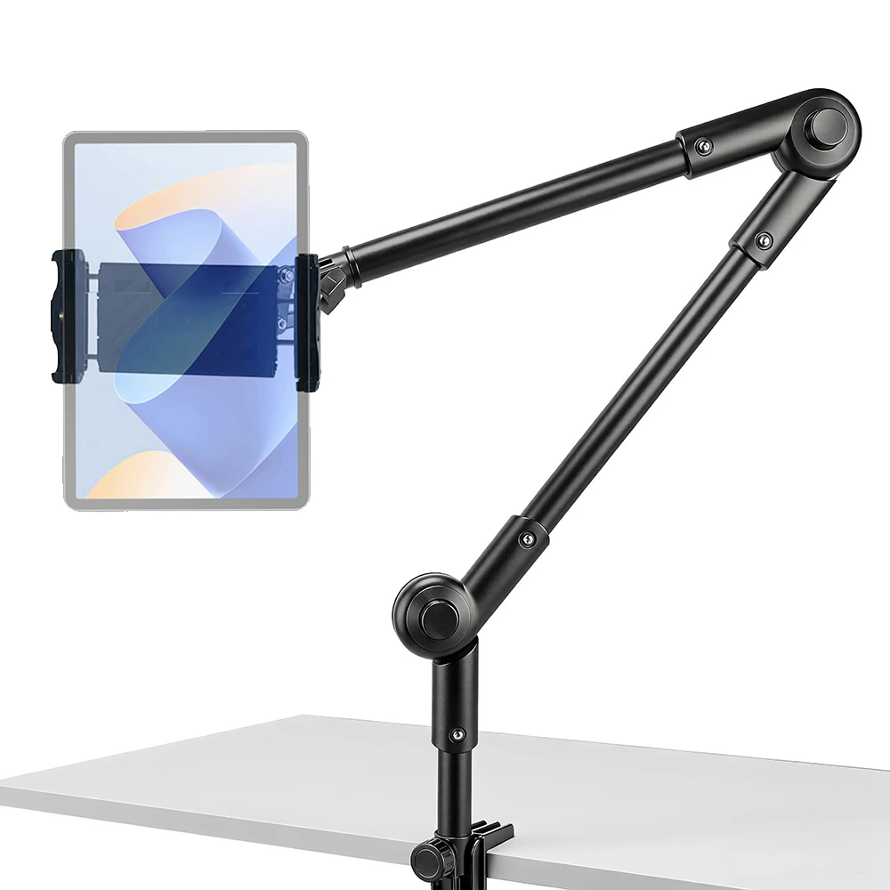 

Xb08 Metal Tablet Stand 360 ° Rotating Long Arm 10kg Heavy-Duty Bedside Desktop Lazy Stand Compatible with iPad 4.6~ 12.9inch and Mobile Phones