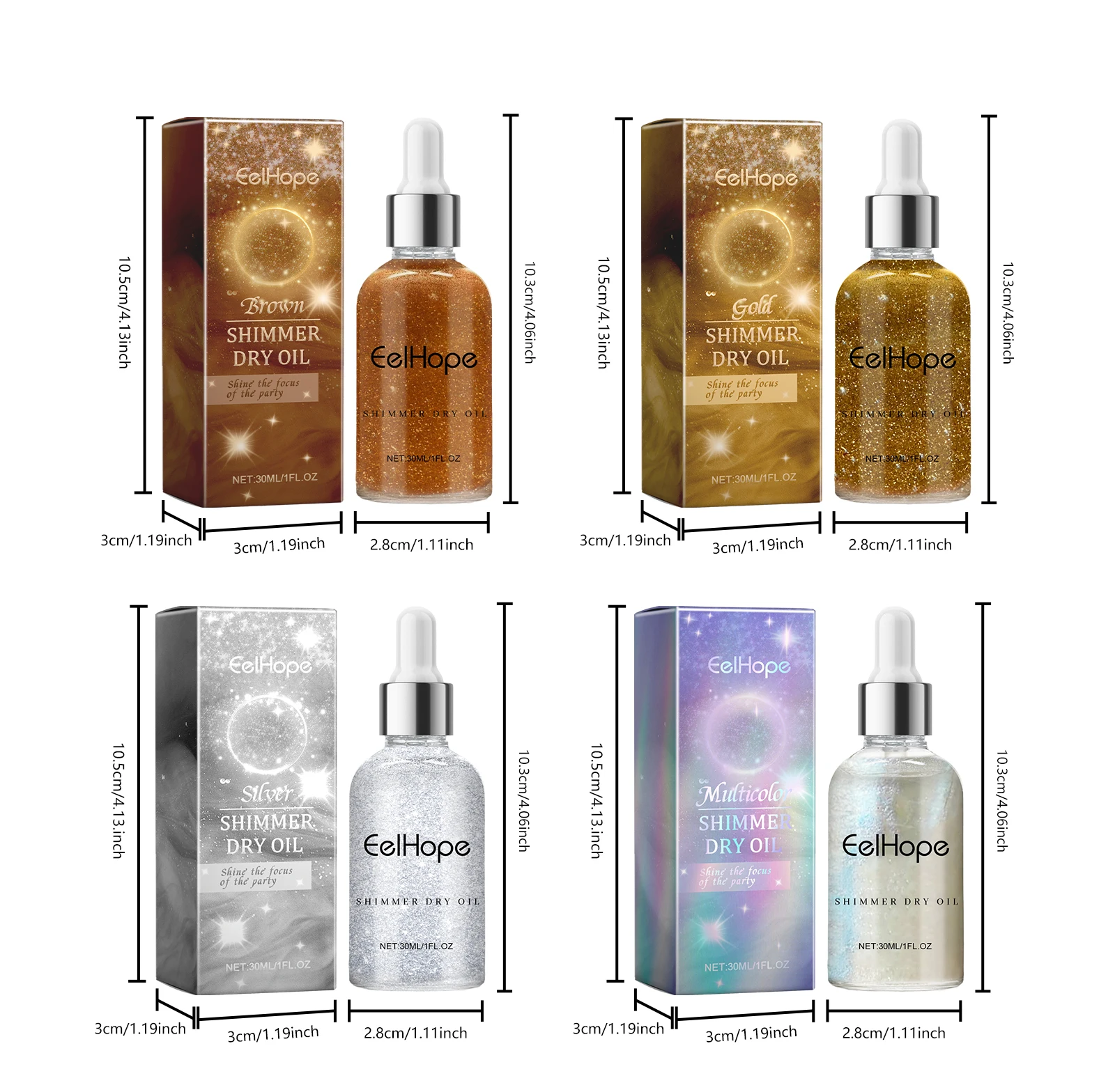 Eelhope Körper-Glitzeröl, natürlicher Gesichtsschimmer, glänzend, feuchtigkeitsspendend, wasserfest, dauerhafte Hautaufhellungsflüssigkeit für Sommerparty
