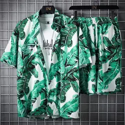 Beach Clothes For Men 2 Piece Set Quick Dry Hawaiian Shirt And Shorts Set Men Fashion Clothing Printing Casual Outfits Summer