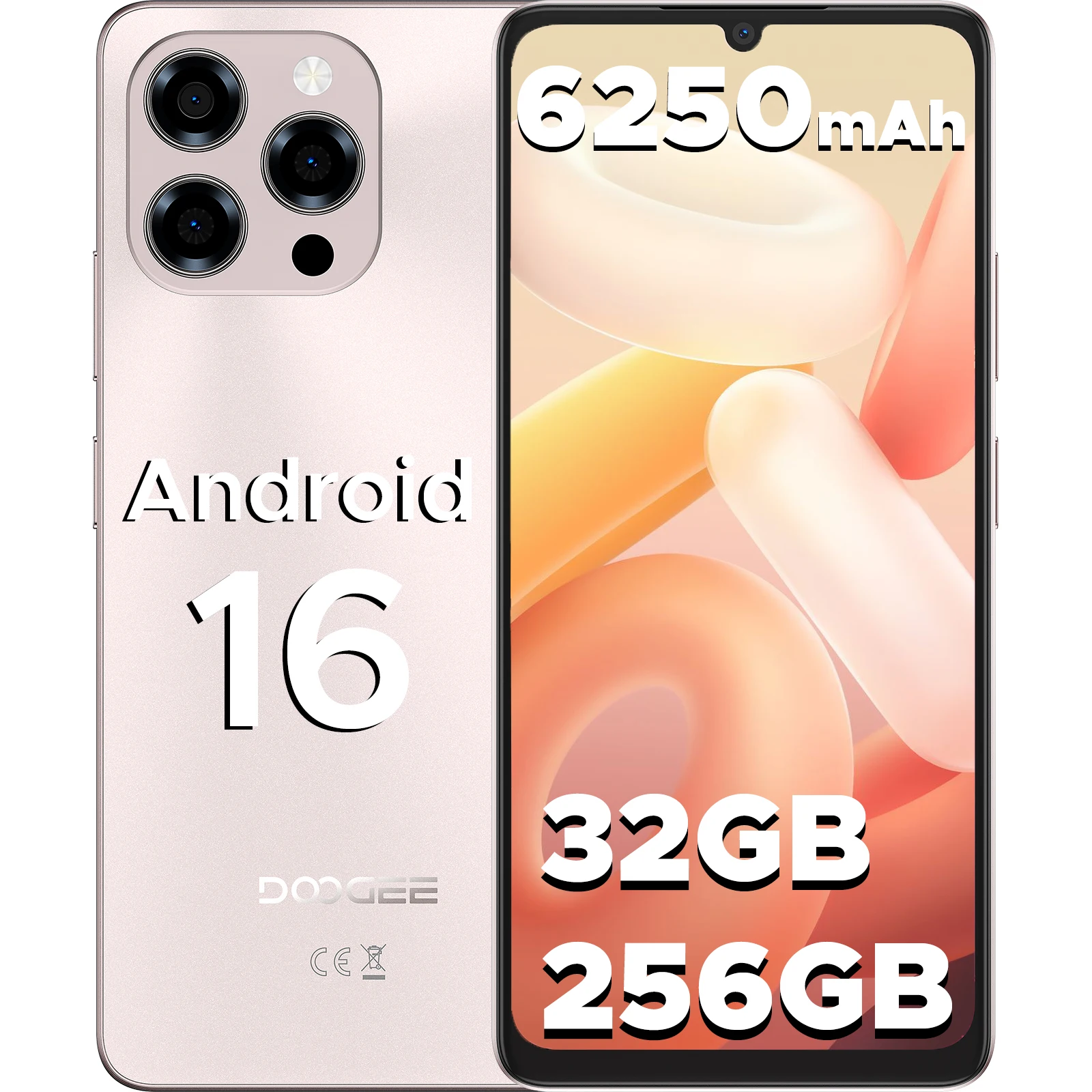 DOOGEE Note58 Pro Smartphone Android 16, �cran IPS HD+ 90Hz 6.75 Pouces, Batterie Grande 6250 mAh, 8Go RAM, 256Go ROM, T7250 Octa-Core,NFC