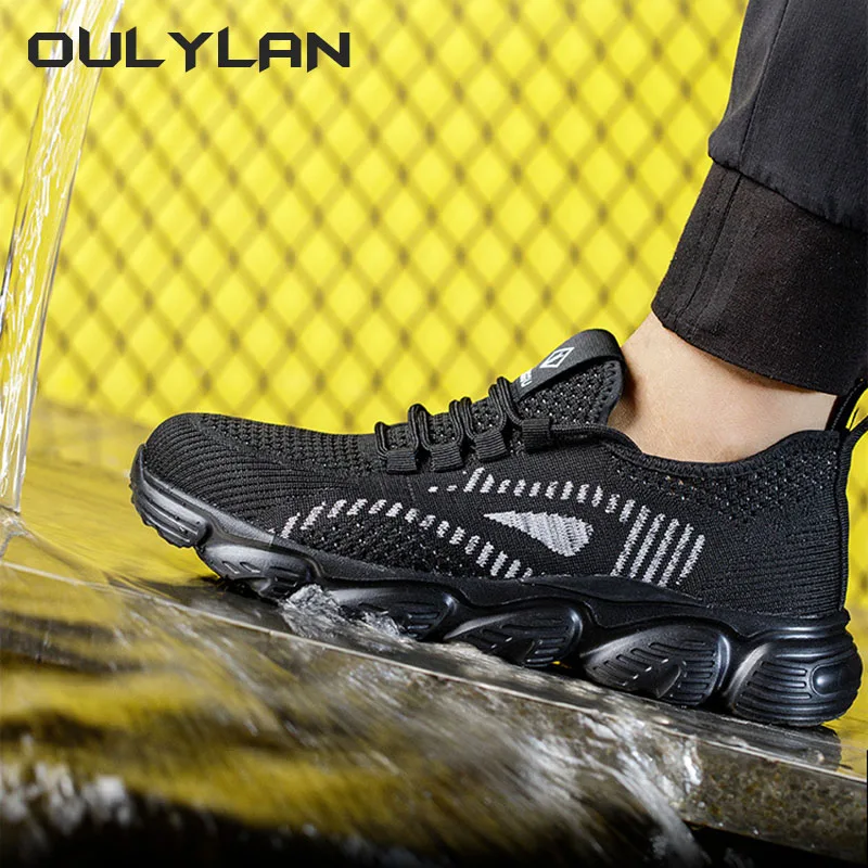 Summer Steel Toe Protection Work Shoes Men's Breathable Flying Woven Anti Impact Anti Puncture safety Shoes in Anti Slip