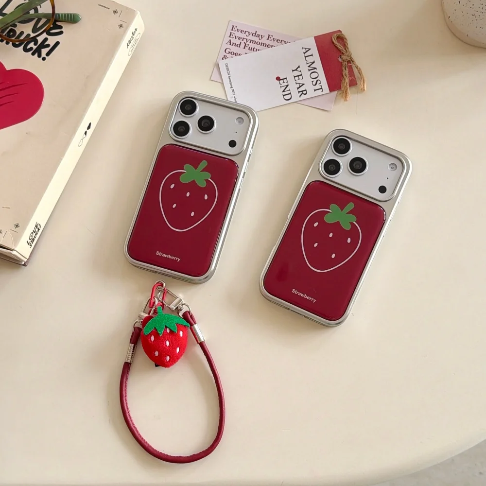 

Fashion cute lines strawberry phone case for iPhone 17 16 ProMax14 15Pro fundas Korean INS simple new shockproof protective case