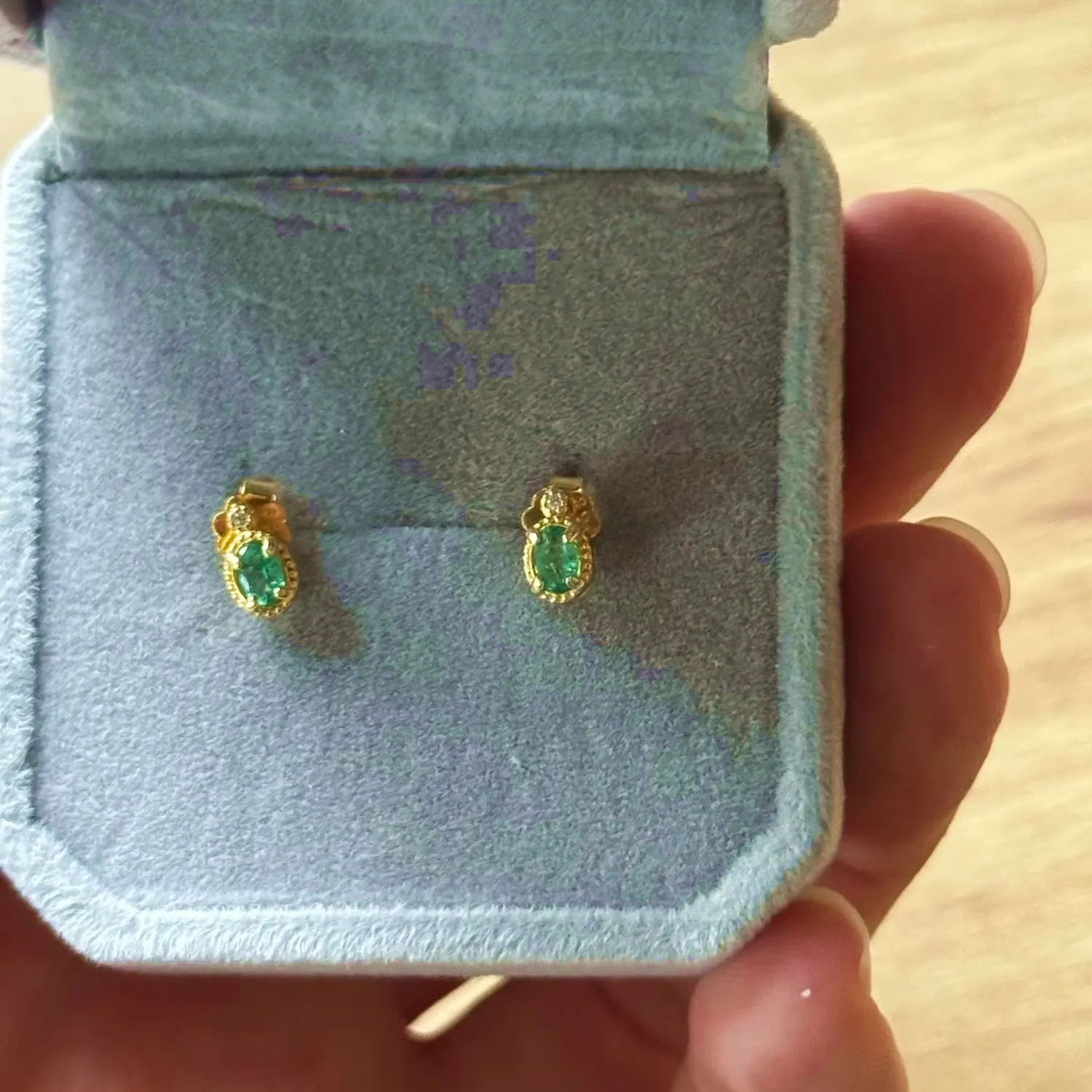KJJEAXCMY Natural Colombian Emerald S925 silver exquisitely Earrings Full of luster Simple,elegant and high-end Birthday present