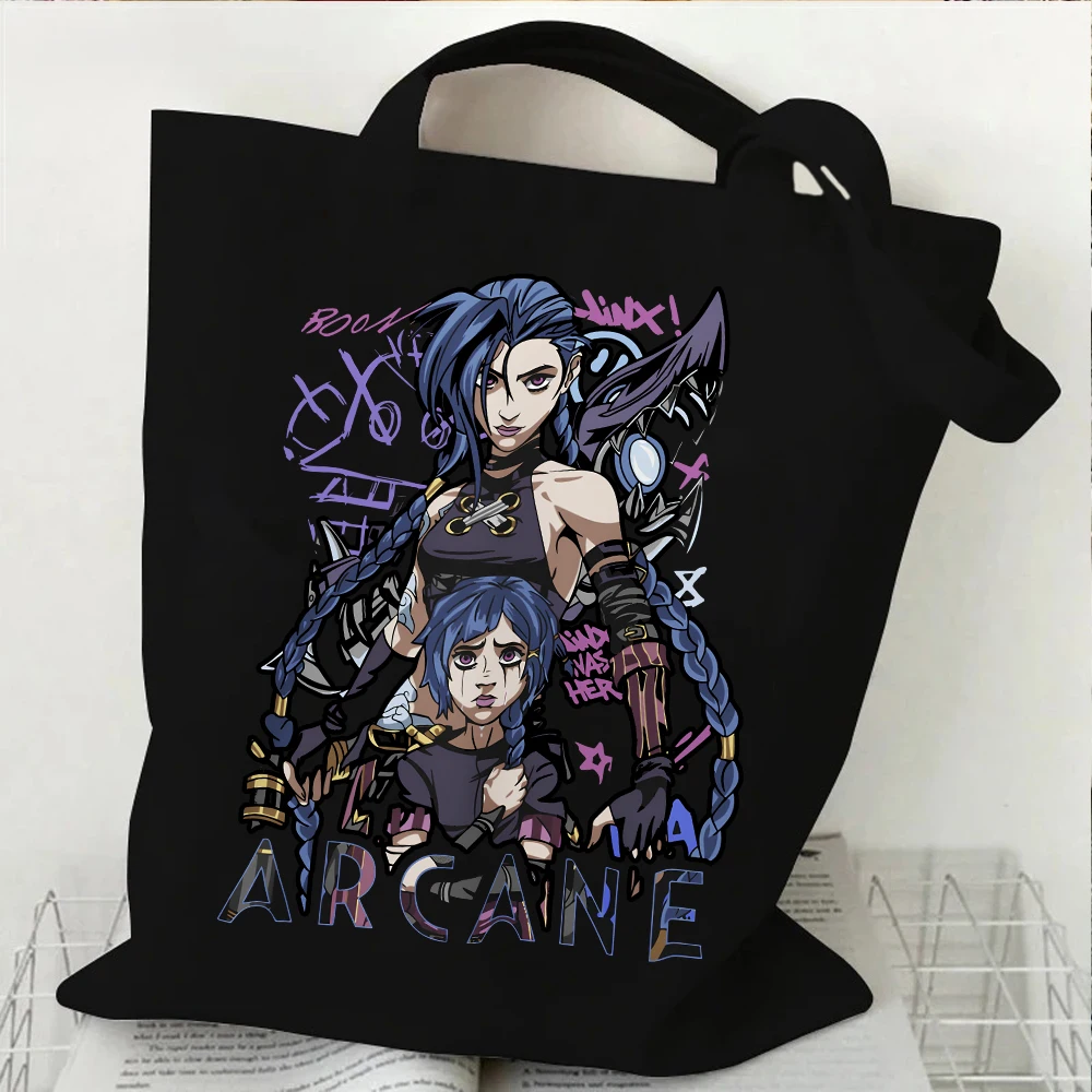 

Arcane-Jinx Print Canvas Tote Bag Reusable Shopping Bag Women Shoulder Shopper Bag