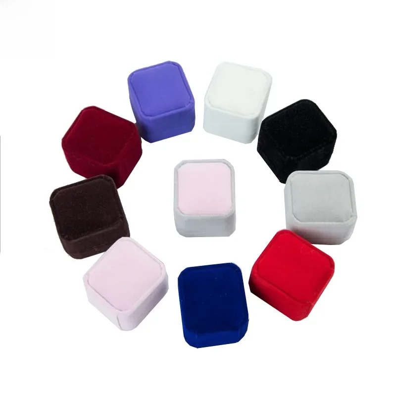 Boîte à bagues et boucles d'oreilles carrées en velours de mariage, de haute qualité, incroyable, pour fête de fiançailles, présentoir de bijoux, coffret cadeau