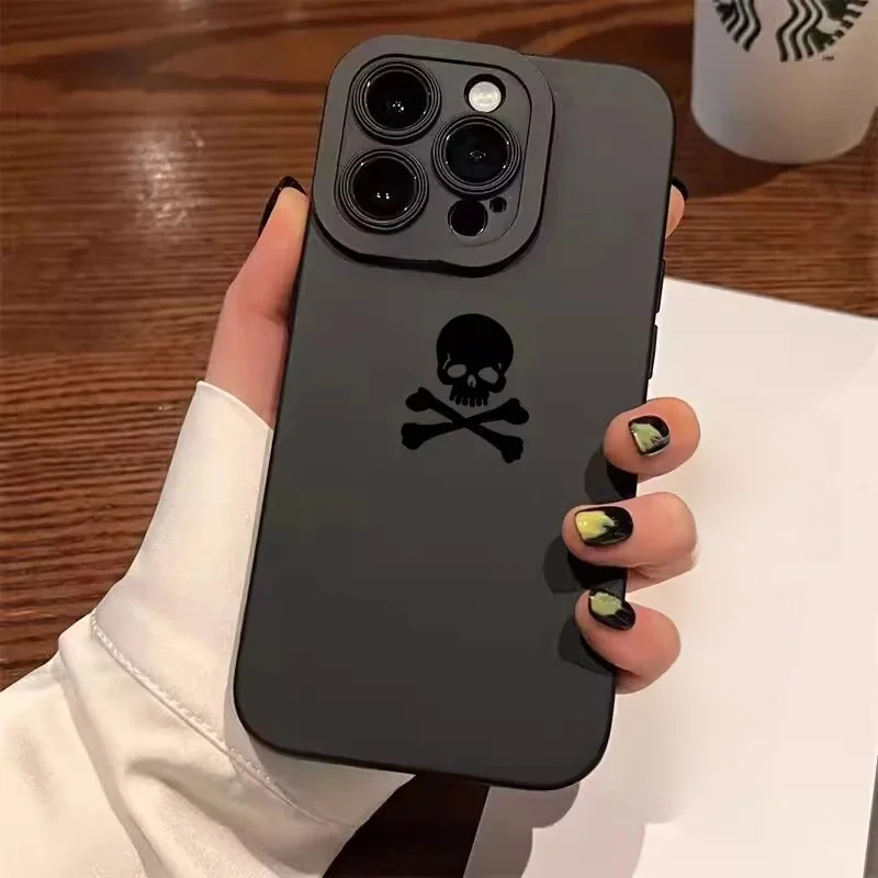 Coque de téléphone crâne noir, étui souple en Silicone mat pour Xiaomi Poco F6 F5 X5 X3 M6 X6 Pro 5G Mi 14 13 12T 13T Pro 11 Lite 5G NE