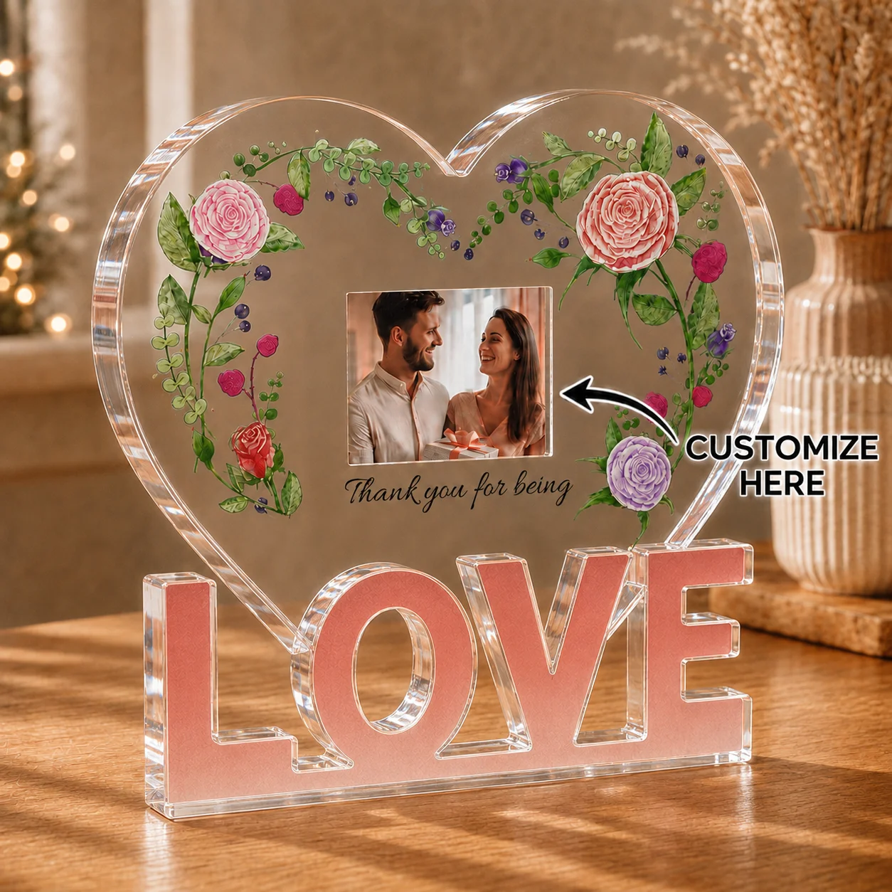 Custom Photo   Acrylic Personalized Gift For Family Mom Friends Birthday Anniversary Wedding Valentine