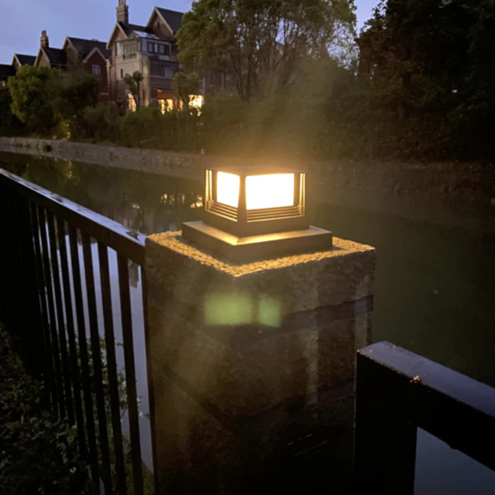 Solar Light Outdoor Waterproof Solar Post Light Villa Column Lamp Fence Gate Pillar Head LED Lamp For House Gate Patio Garden