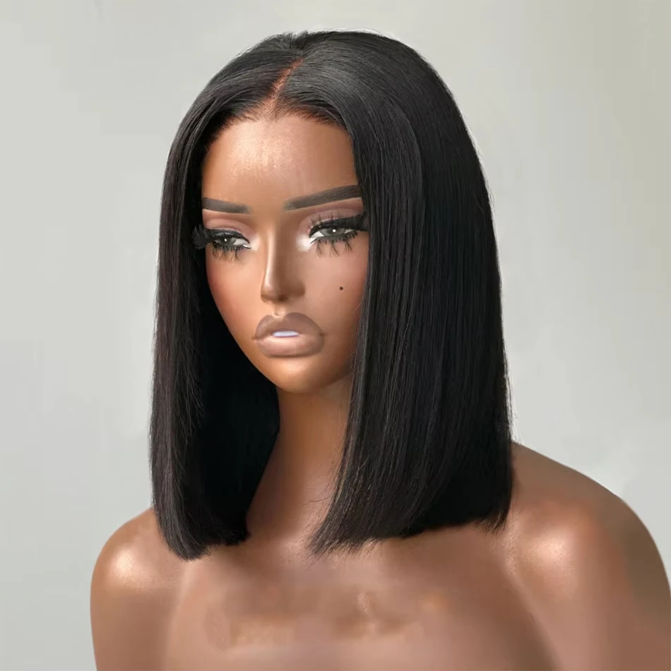 

200% Density Short Bob Bone Straight 13x4 Lace Frontal Wig Brazilian 100% Human Hair 4x4 Lace Front Wigs For Black Women 12 Inch