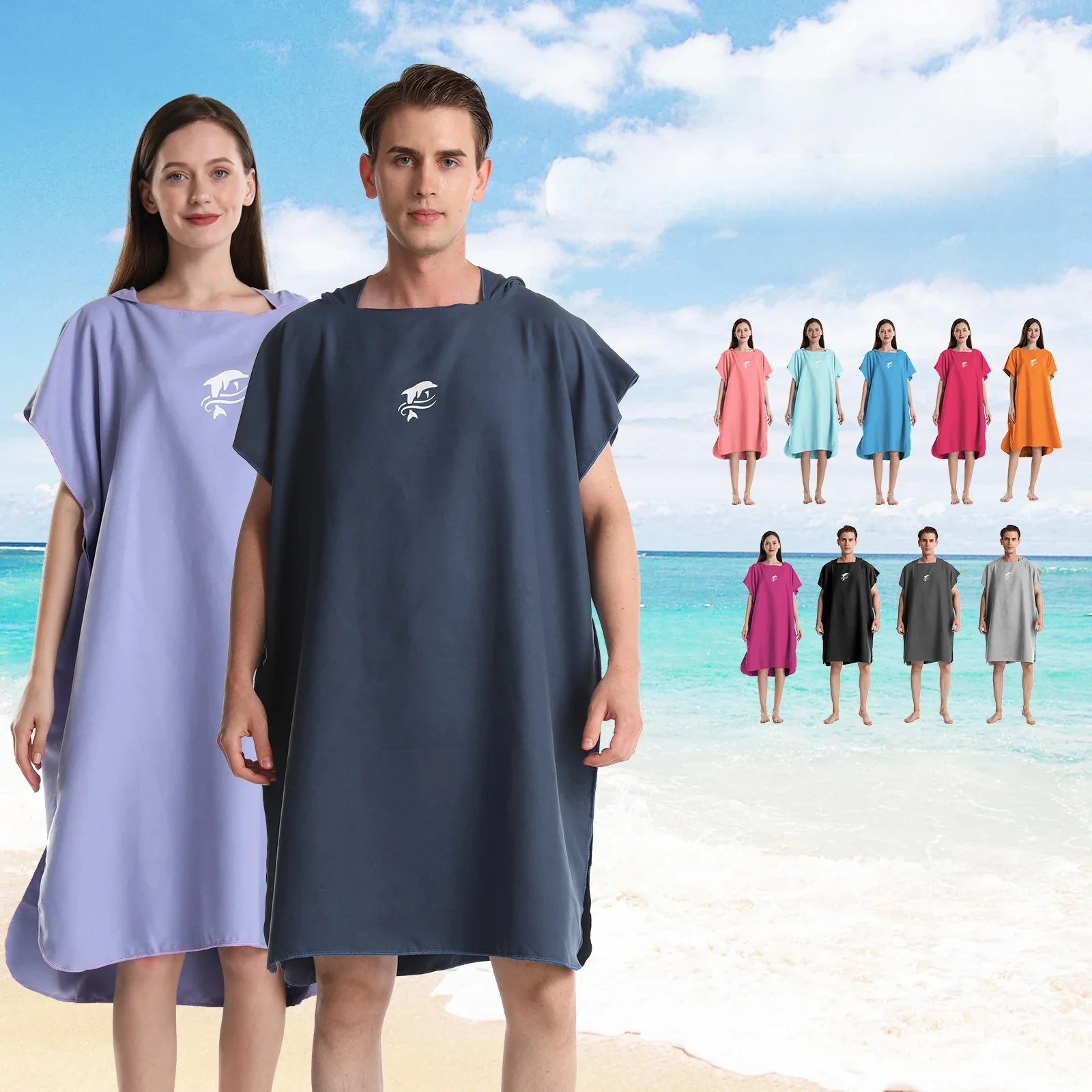 Mutao Unisex Surf Poncho Robe Handtuch, Mikrofaser Bademantel Ponchos Surfer Robe zum Surfen Schwimmen Tauchen Strand