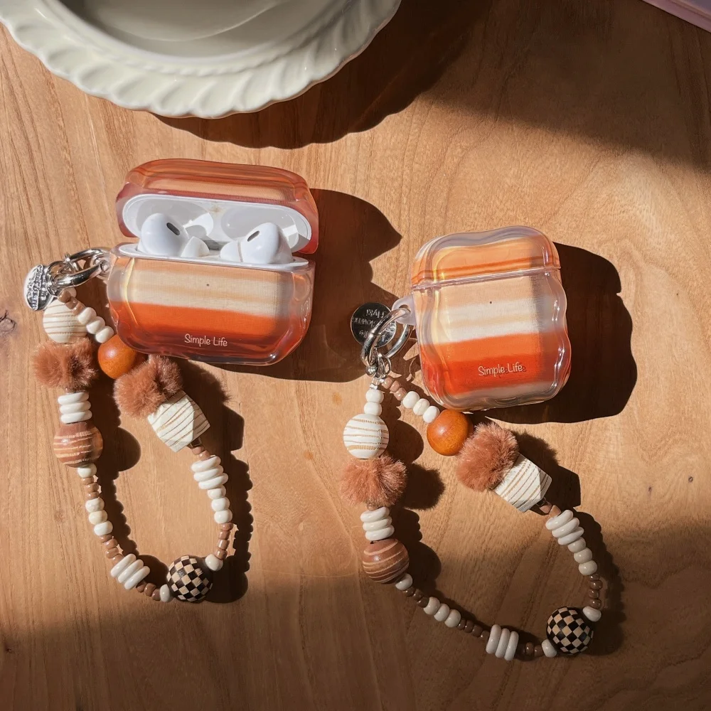 

Dizzy striped Saturn color headphone protective case, suitable for AirPods 4/3/2 Pro/2/4, simple and stylish protective case