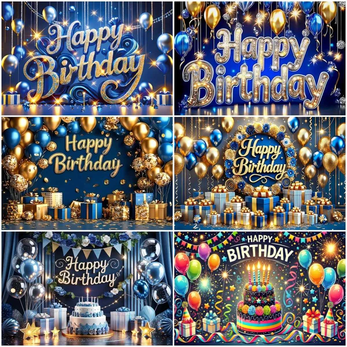 

Sparkling Colorful Birthday Party Backdrop Cake Balloon Decoration Baby Shower Kid Gift Photography Background Photo Shoot Prop