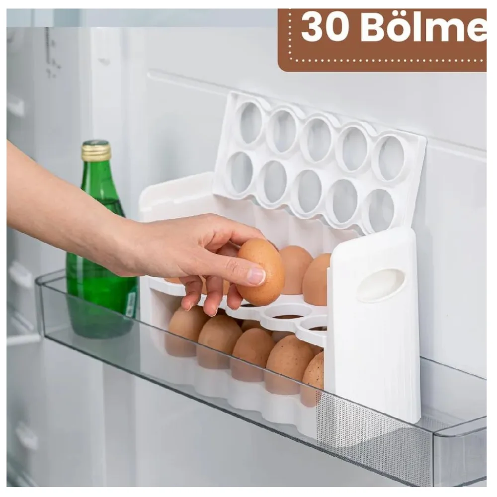 30 Compartments Egg Storage Container White 3 Tiers Rotating Organizer Kitchen Refrigerator Intelligent Storage Dowry Souvenirs