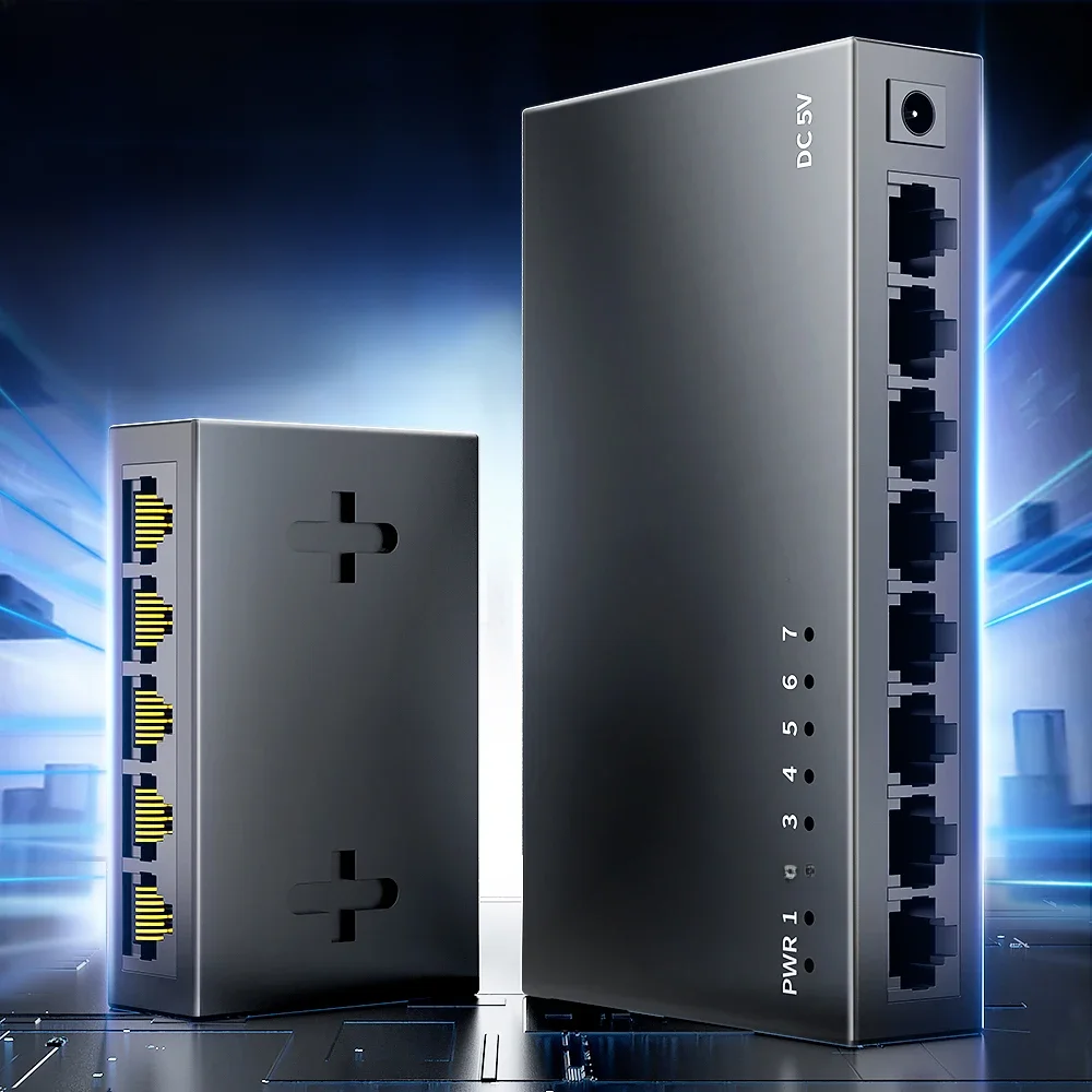 AMPCOM 1000 Mbps Gigabit Netwerk Switch 5 8 Poort Ethernet Smart Switcher Hoge Prestaties RJ45 Hub Internet Splitter - afbeelding 2
