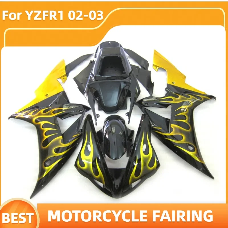 

2002 2003 YZFR1 мотоциклетный комплект обтекателей для YZFR1 YZF-R1 02 03 желтое пламя 100% подходит для инъекций Sportbike Корпус ремонт кузова