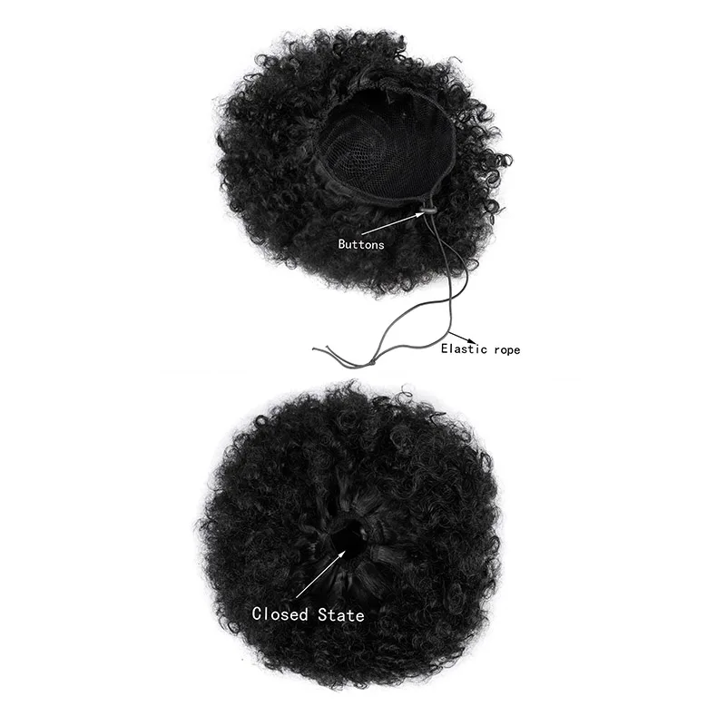 Rabo De Cavalo Sintético Afro Puff Drawstring para Mulheres Negras, Premium Ombre Cinza, Rabo De Cavalo Afro Bun para Meninas