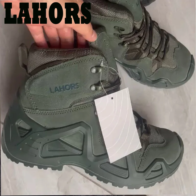 LAHORS-Botas tácticas de combate para Hombre, botines impermeables para exteriores, senderismo, escalada, Militar