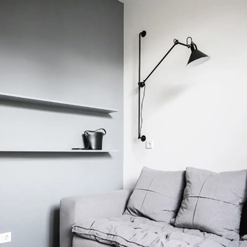 Moderne Roterende Ontwerp Metallic Verf Muur Licht Industriële Wind Diy Voor Woonkamer Decoratie Gratis Verstelbare Led E14 Lamp