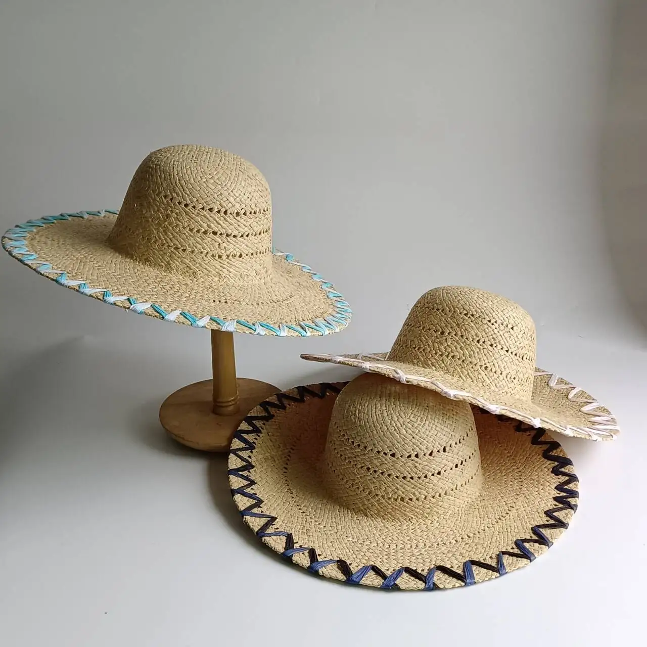 

Vintage Wide Brim Straw Hat - Hand Woven Crochet Edge Sun Hat, Lightweight Breathable Beach Cap for Women, Perfect for Pool Part