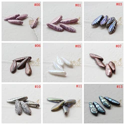 DIY Supply-5 Pieces Czech Glass Laser Etched Dragger Spacer Beads 16x5mm (PG1495)