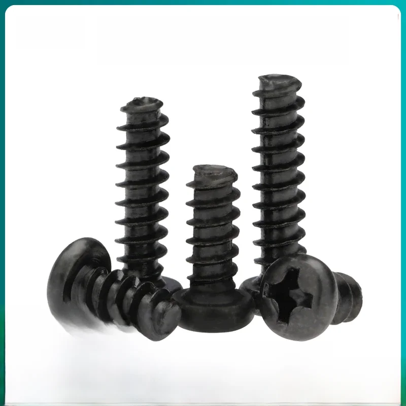 500/ 200/ 100 pièces M1 M1.2 M1.4 M1.5 M1.6 M1.7 M2 M2.3 M2.6 PB tête cylindrique noir Micro vis électroniques vis autotaraudeuses Phillips