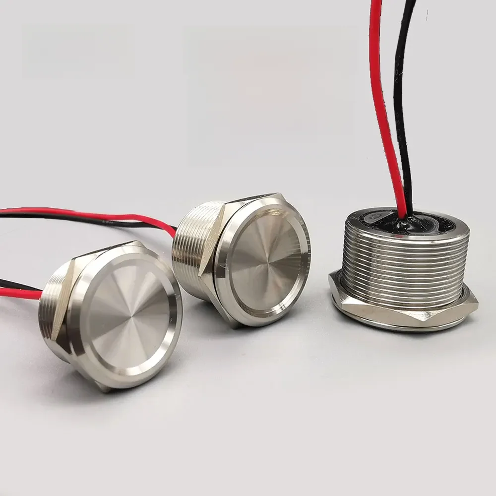 Interrupteurs tactiles piézo-électriques étanches en acier inoxydable, bouton poussoir momentané capacitif ouvert Normal, 16mm 19mm 22mm 25mm
