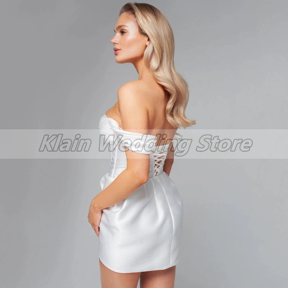 Weilinsha-Vestido de casamento feminino simples com ombro fora, querida sexy, comprimento pequeno mini, vestidos de noiva, renda para cima, 2023