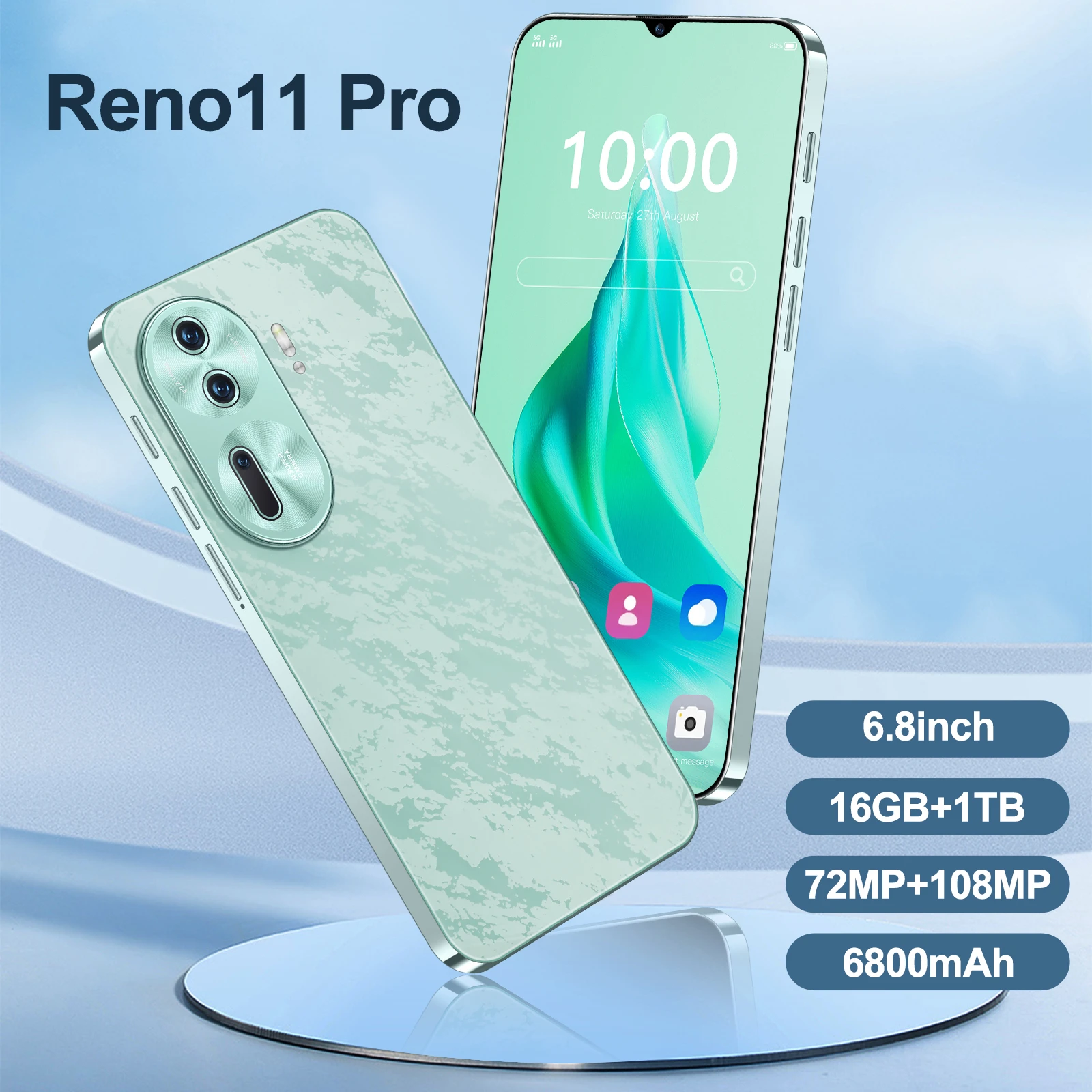 

ГОРЯЧИЙ 2025 Reno11 Pro 6.8HD Global Edition, оригинальная умная двойная карта, аккумулятор 6800 мАч, функция распознавания лиц