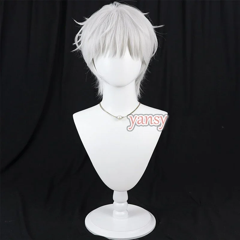 Yansywig Synthetic Hair Johan Cosplay Wigs Nikke The Goddess of Victory Johan 30cm Short Silver White Men Wig Heat Resistant