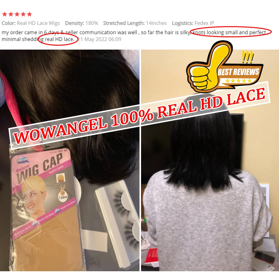 Wow Angel SKINLIKE Real HD Lace Front Perücken Kurze Bob-Perücke Blunt Cut Perücke 13x4 HD Lace Frontal Echthaar-Perücken Vorgezupft Ohne Klebstoff – Detail 2