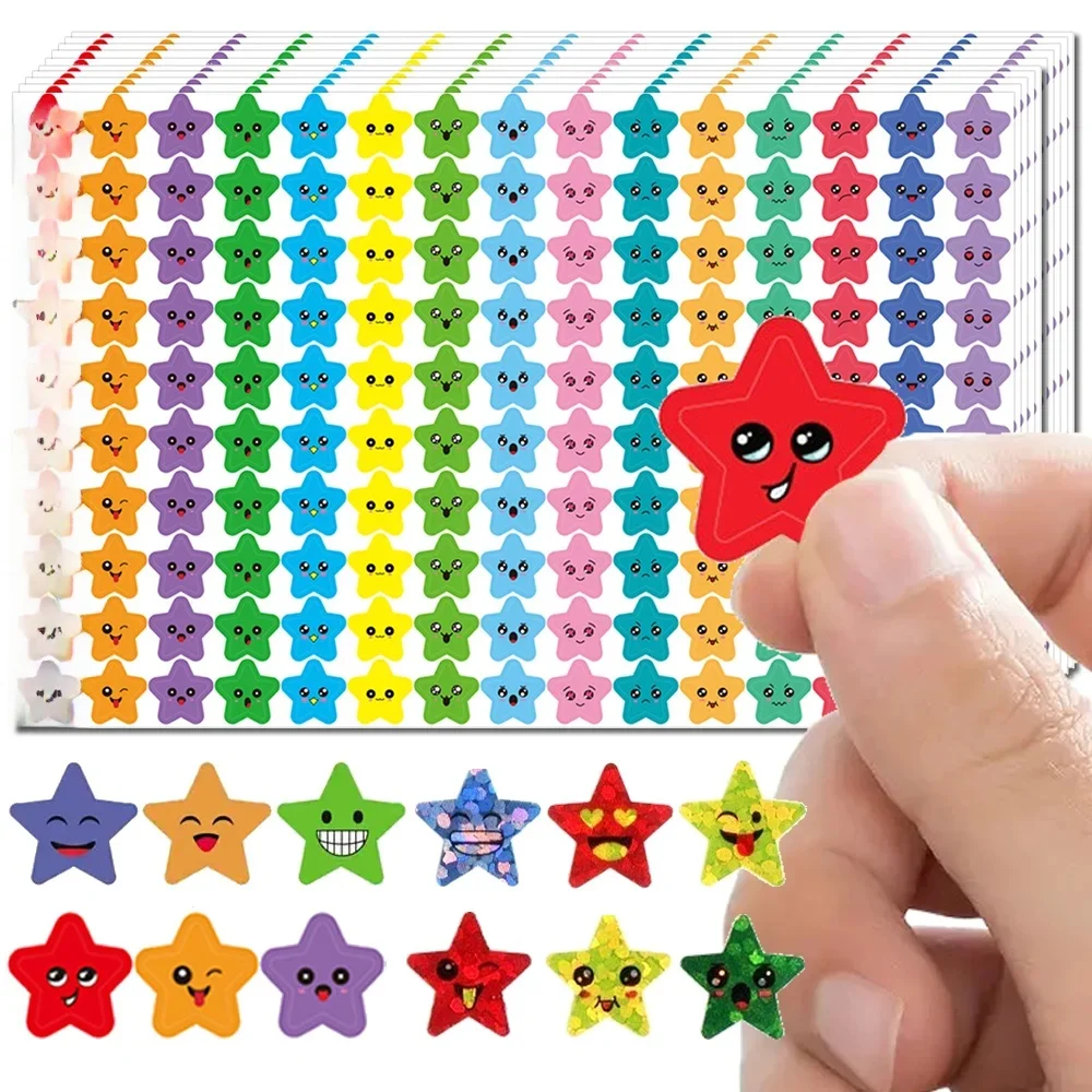 450-3000 feuilles visage heureux étoiles récompense signe autocollants Pack bricolage planche à roulettes valise papeterie décalcomanies décor téléphone ordinateur portable cadeau jouets