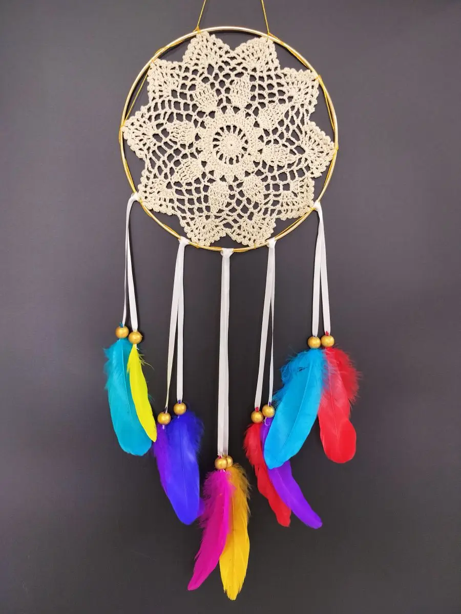 

2 PCS Colored Feathers Dreamcatchers Gold Plating Metal Circle Dream Catchers Wedding Souvenir Presents Personalized Baby Gifts