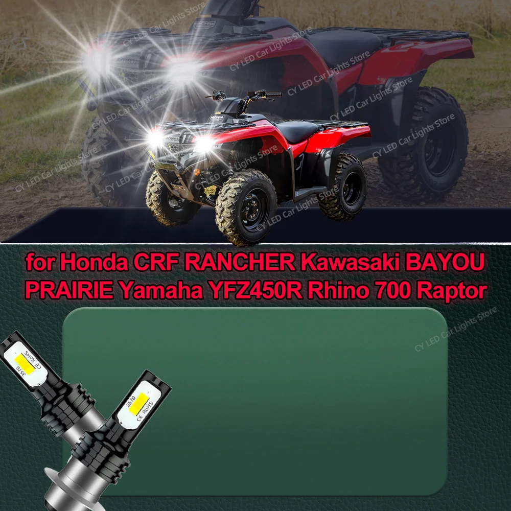 

Motorcycle 80W Bright White CSP LED Bulbs Headlight for Honda CRF RANCHER Kawasaki BAYOU PRAIRIE Yamaha YFZ450R Rhino 700 Raptor