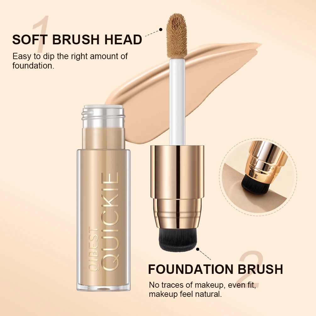 QIBEST Airbrush Liquid Foundation High Coverage Makeup Base Lasting Concealer BB Cream Foundation Waterproof Female Cosmetics