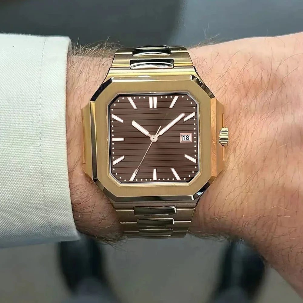 2025 Specht & Söhne 41 MM Vierkant Kubiek 5711 Herenhorloge Mechanische Horloges Roségoud Roestvrij staal Saffierkristal Waterdicht - afbeelding 2