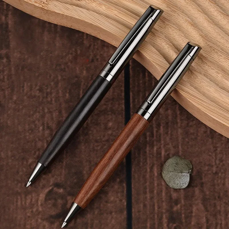 Stylo à bille en métal de qualité supérieure avec mât en bois pour une expérience d'écriture fluide et un design haut de gamme-encre noire-bureau
