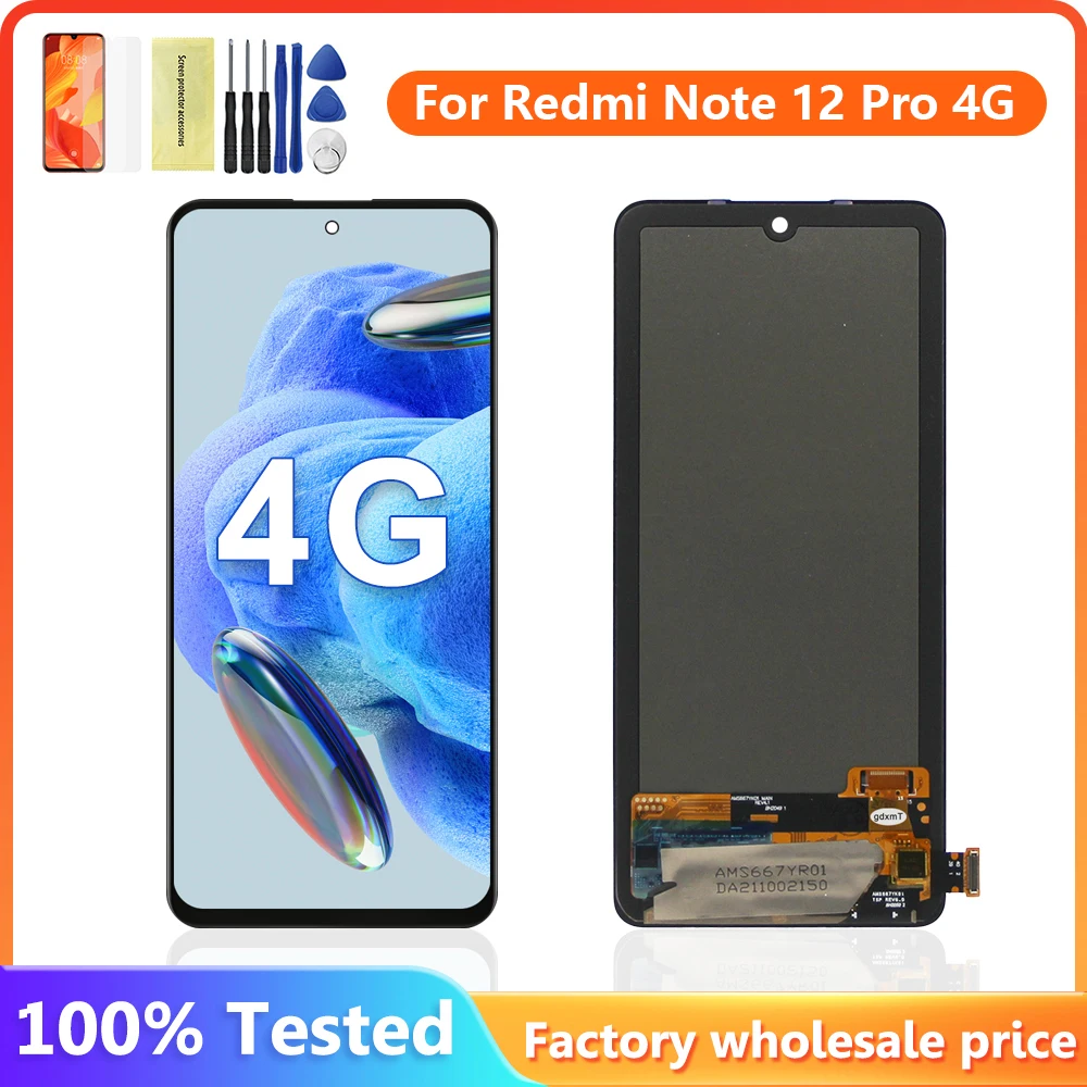 6.67'' SUPER AMOLED For Xiaomi Redmi Note 12 Pro 4G LCD Display Touch Screen Digitizer Assembly Replacement ‎2209116AG Display