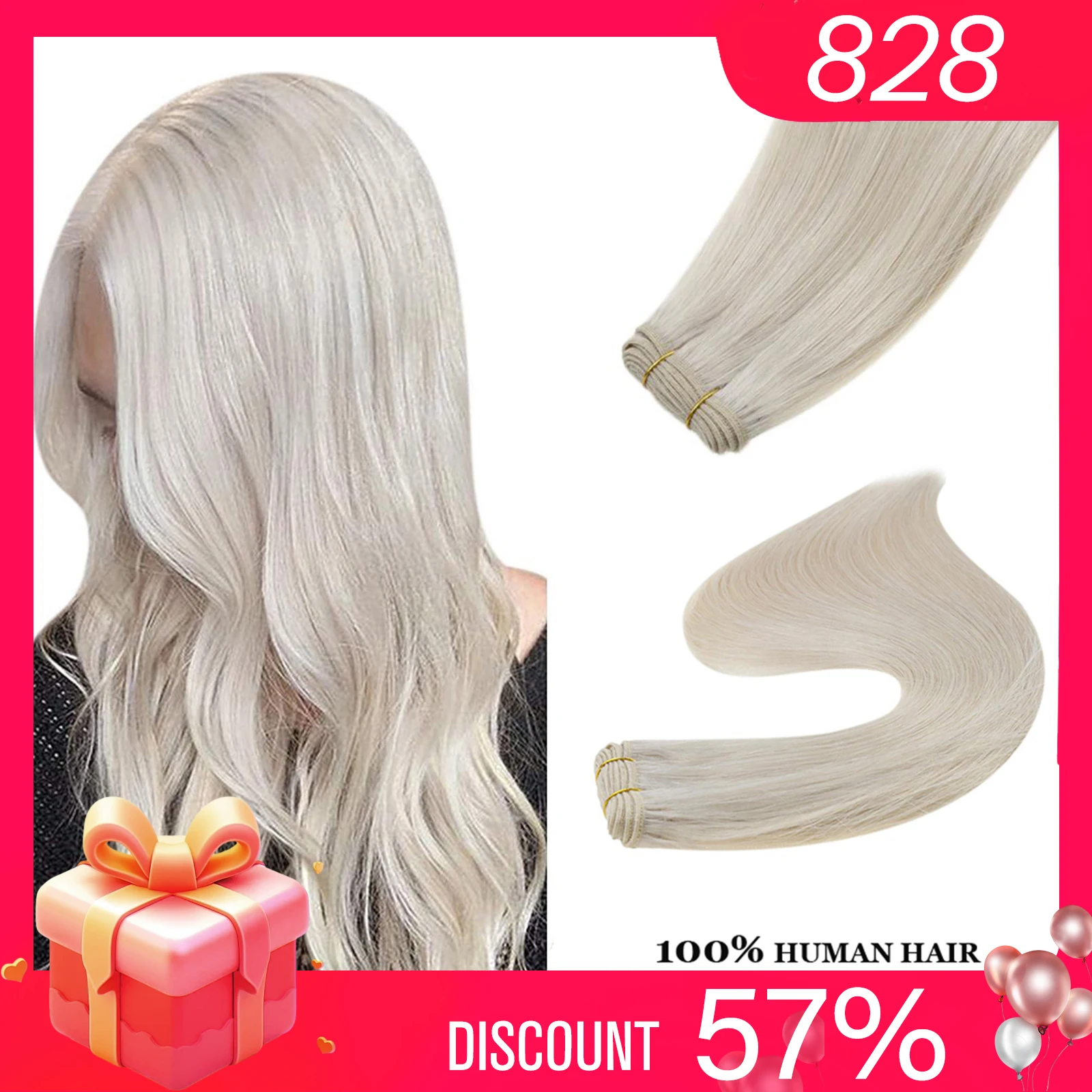 Ugeat Hair Weft Extensions Human Hair 14-24" Soft Natural Hair Bundles for Women Hair Weaves 100G Sew in Hair Extensions