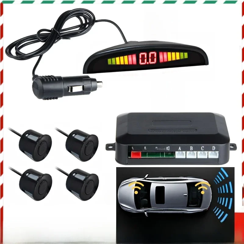 Bezprzewodowy czujnik parkowania samochodu Parktronic LED z 4 czujnikami System detektora radaru parkowania wstecznego 22MM — 2