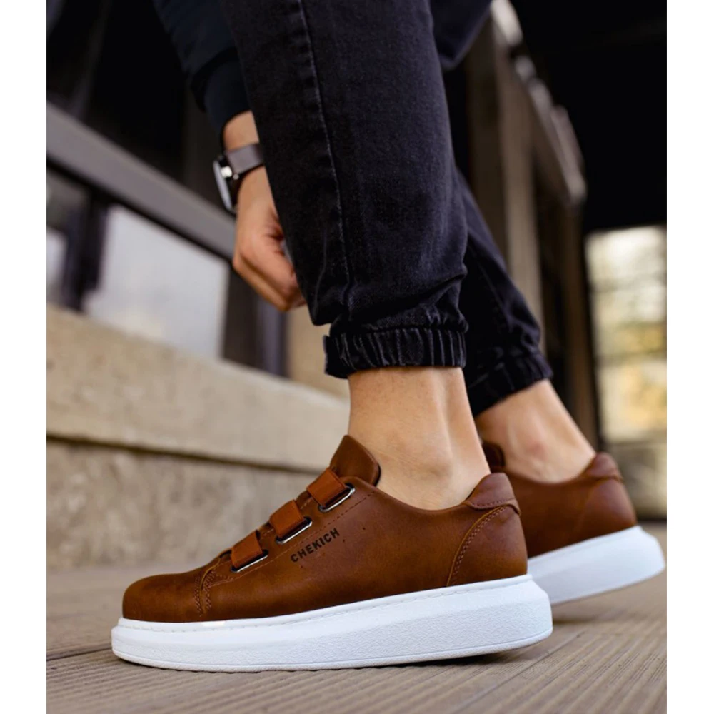 FOH Store Men Women Shoes TAN Color Non Leather Elastic Band 2023 Spring and Fall Seasons New Fashion Casual Breathable Sneakers Suits Comfortable Solid Sole Office Fashion Wedding Walking Lightweight 253