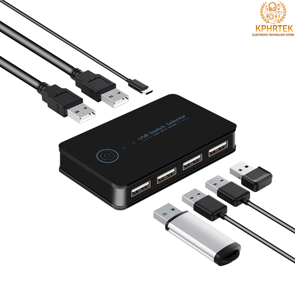USB2.0 switch 2 in 4 out USB splitter HUB 2 computers share printer mouse keyboard U disk