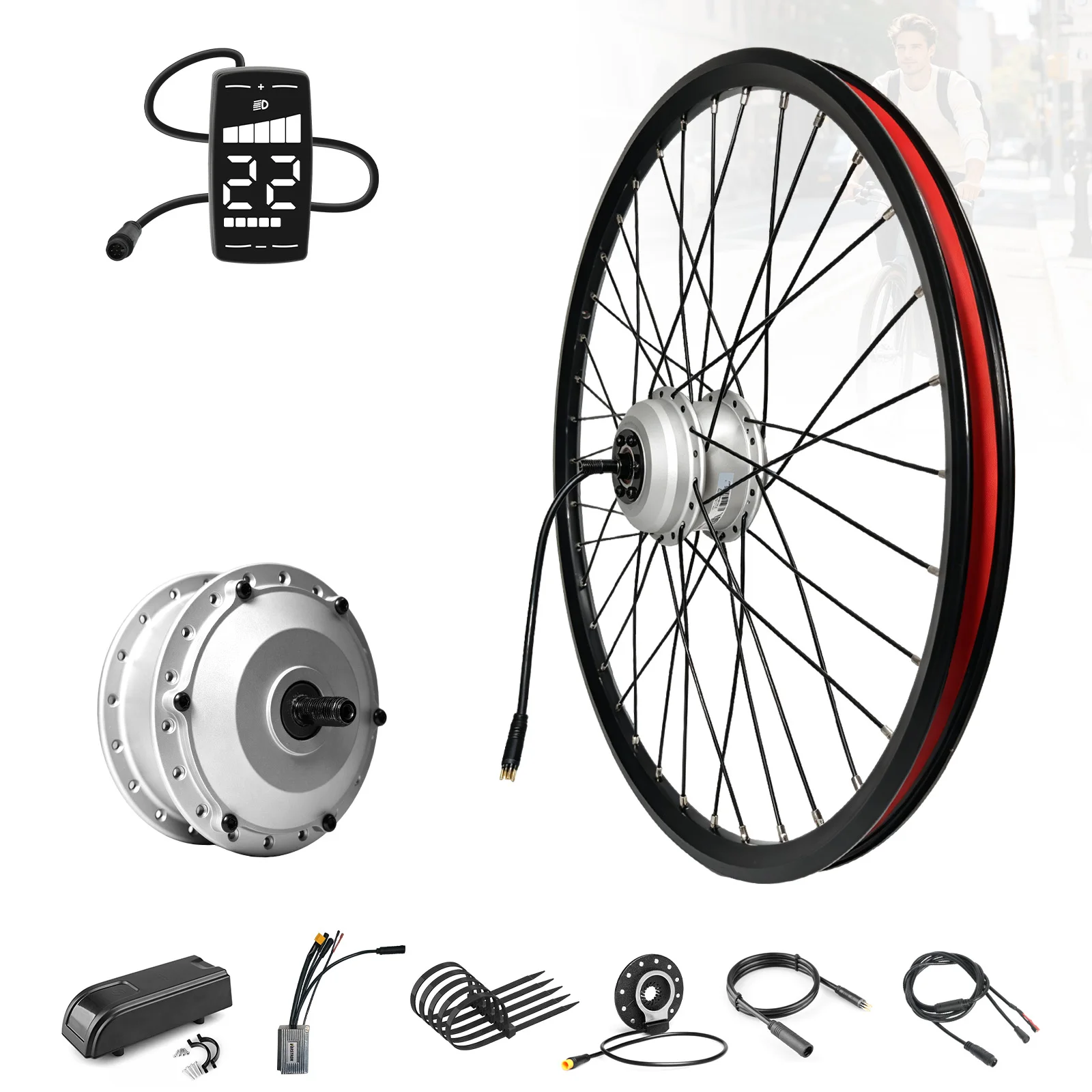 Varstrom Silnik w piaście 36V 250W Przedni lub tylny napęd Driver VSF03 VSR03 Zestaw do konwersji silnika koła roweru elektrycznego Maksymalny moment obrotowy 42 Nm IPX5 1 rok gwarancji 26" 27.5" 28"