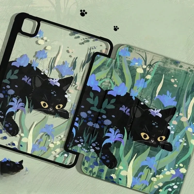 Etui Funda z miejscem na ołówek do iPada Air 6 Etui IPad 10. generacji Air 5. 4. 10.9 Pro 11 2020 IPad 10.2 7. 9. 8. Flower Cluster Cat — zdjęcie produktu 7