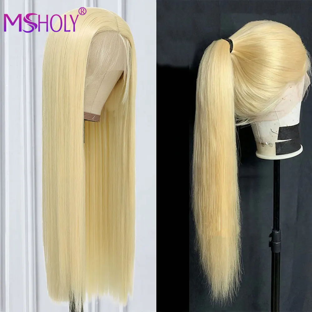 

13x4 613 Blonde Wig Lace Front Wigs Straight Long Blonde Synthetic Lace Front Wig Heat Resistant Glueless 613 Lace Frontal Wig